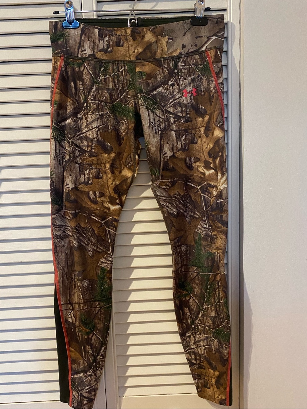Under Armour Camo Leggings with Pink Logo and Olive Side Panels